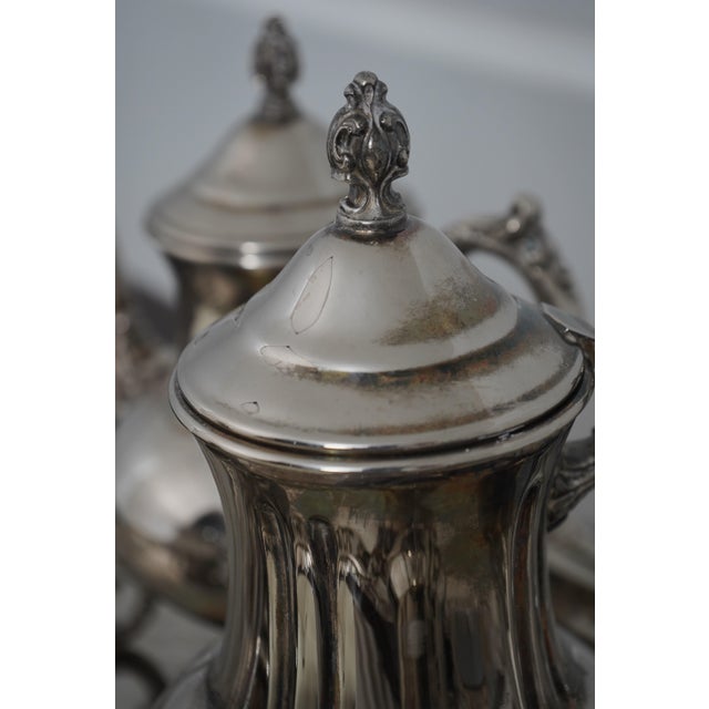 Outstanding 7 Piece Silverplate Tea Set W. Kettle on Stand For Sale - Image 10 of 12