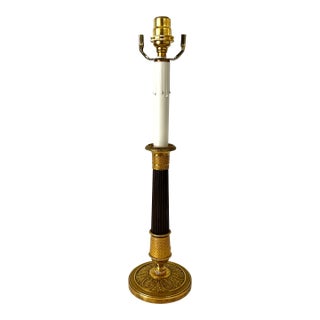 Early 19th Century Single Empire Gilt Bronze Period Candlestick as Lamp For Sale