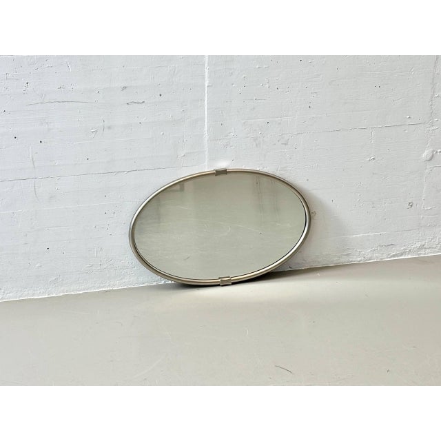 Oval Wall Mirror with Aluminum Frame, 1970s For Sale - Image 6 of 16