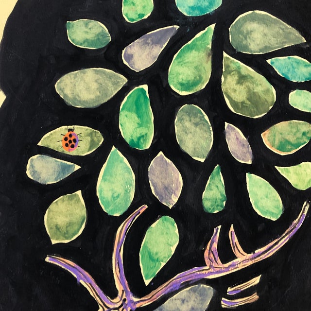 Contemporary Original Contemporary E.J.Hartmann Abstract Portrait Painting With Ladybug Signed For Sale - Image 3 of 6