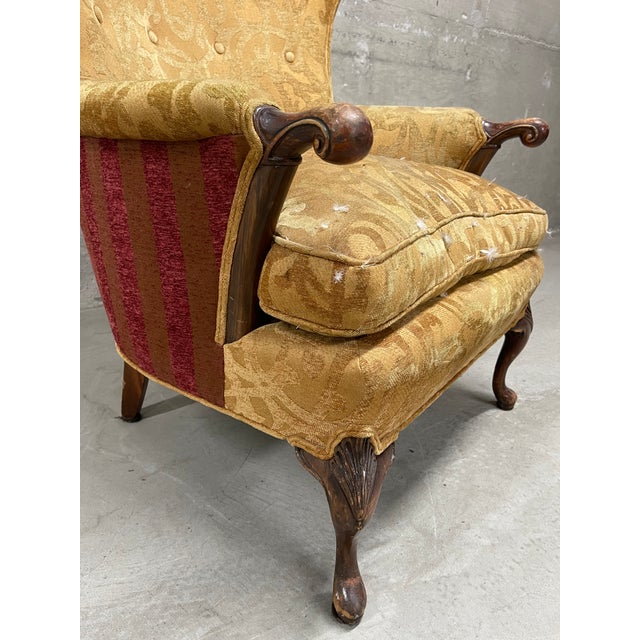 Mustard Vintage Wingback Armchair For Sale - Image 8 of 14