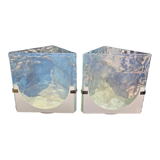 1970s Opalescent Murano Glass Lamps - a Pair For Sale