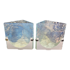 1970s Opalescent Murano Glass Lamps - a Pair
