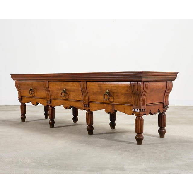 Art Deco Repurposed 19th C. French Butcher Block Work Table Kitchen Island 8 Ft For Sale - Image 3 of 18