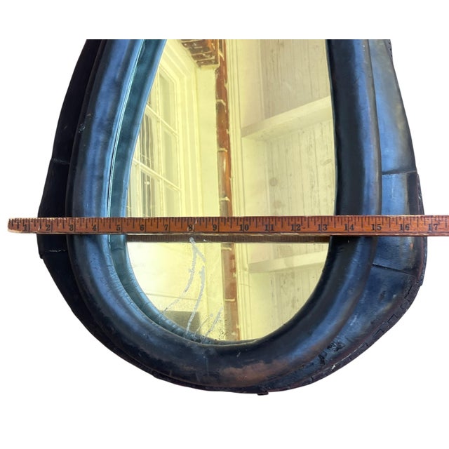 Vintage Horse Dark Brown Light Harness Collar Mirror Rustic American Folk Art Ralph Lauren Style Equestrian Decor For Sale In Jacksonville, FL - Image 6 of 6
