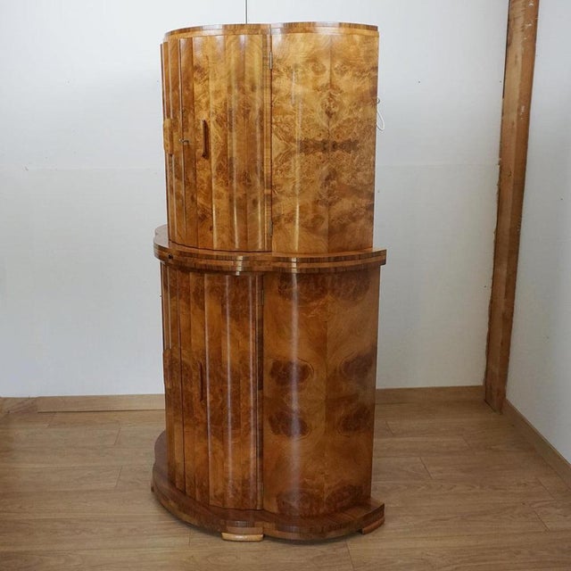 Half-Moon Cabinet in Burr Walnut by Harry & Lou Epstein, 1930s For Sale - Image 13 of 17