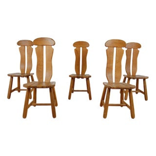 Brutalist Dining Chairs attributed to Depuydt, 1960s, Set of 5 For Sale