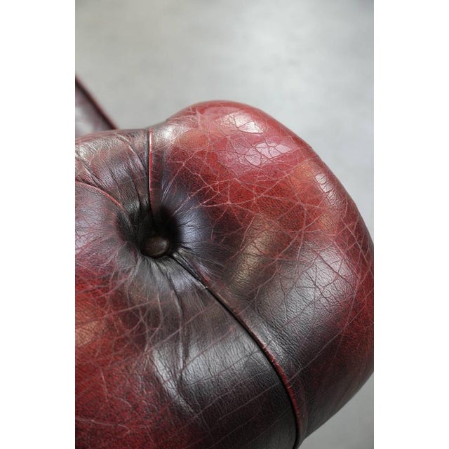English Chesterfield Leather Armchair on Wheels For Sale - Image 14 of 18