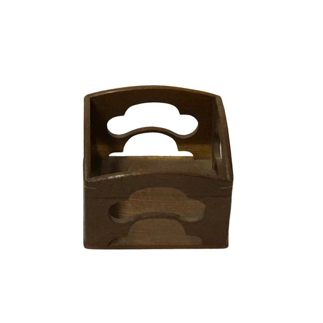 1990s Natural Light Wood Polished Square Openwork Display Stand Holder For Sale - Image 5 of 7