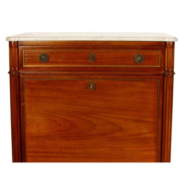 French Louis XVI Style Marble Top Secretary or Bar C. 1940 For Sale - Image 4 of 6