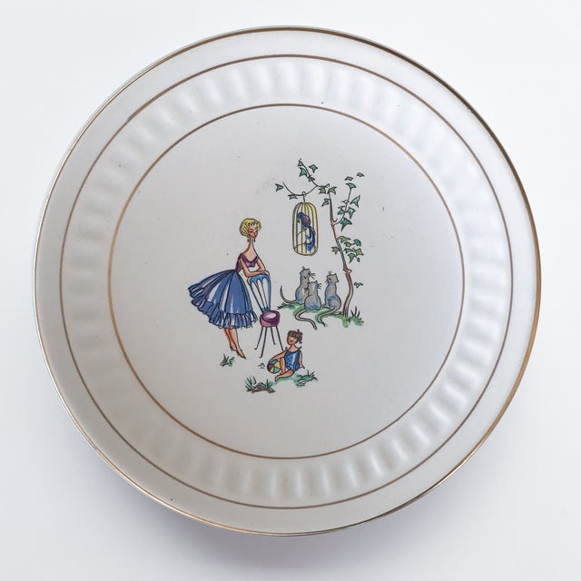 Cream 1950s Dutch Ceramic Dessert & Cake Plate Set- 13 Pieces For Sale - Image 8 of 12