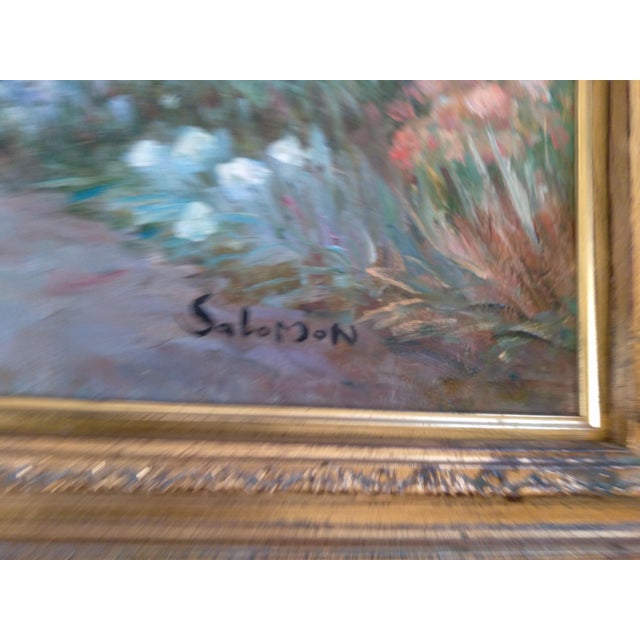 Impressionist Early 20th Century European School, Garden Path to a Thatched Cottage. Oil on Canvas, Signed For Sale - Image 3 of 5