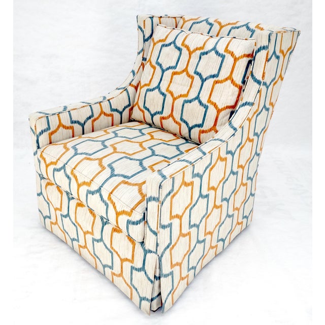 Mid Century Modern Funky Abstract Upholstery Arm Wing Chair MINT For Sale - Image 10 of 15