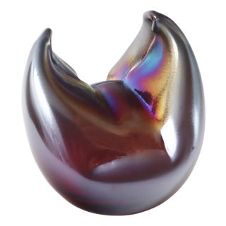 Abstract Iridescent Glass Sculpture, Germany, 1980s For Sale