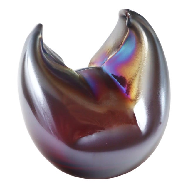 Abstract Iridescent Glass Sculpture, Germany, 1980s For Sale