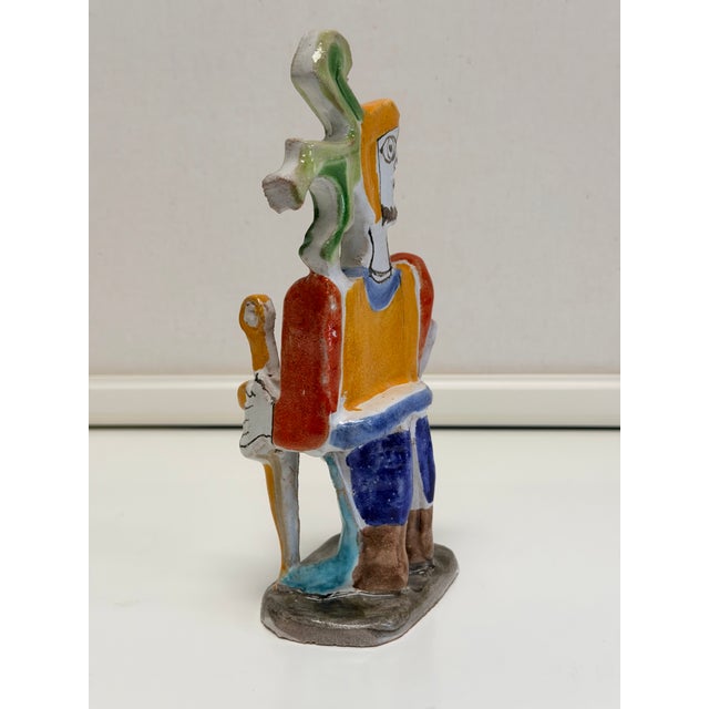 1980s Vintage De Simone Pottery 'Picasso-Inspired' Knight Pottery Piece For Sale - Image 5 of 8