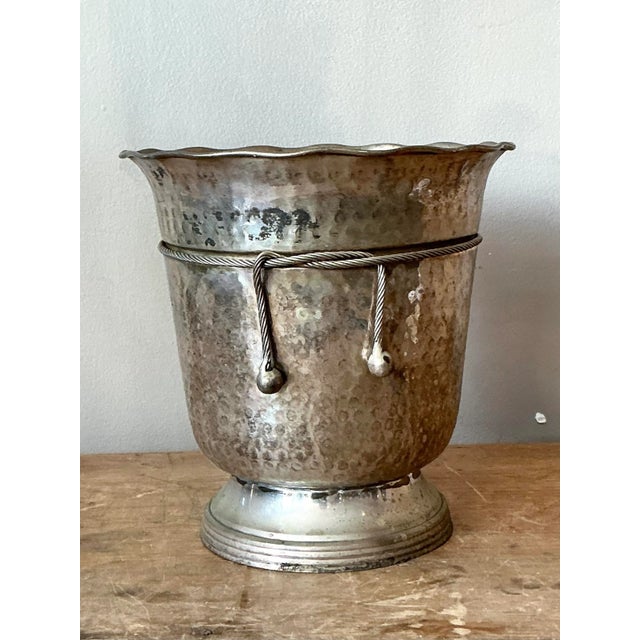 Vintage Boho Hammered Aluminum Ice Bucket For Sale In West Palm - Image 6 of 7