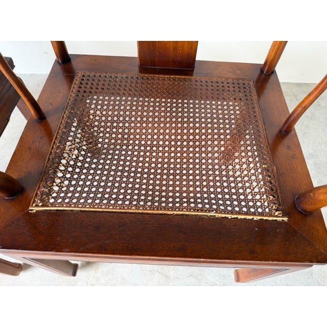 Vintage Henredon Hollywood Regency Chinoiserie Sculpted Mahogany Dining Armchairs – Pair For Sale - Image 12 of 16