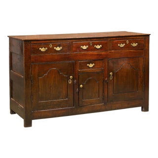 English 19th Century Oak Buffet with Four Drawers and Three Doors For Sale