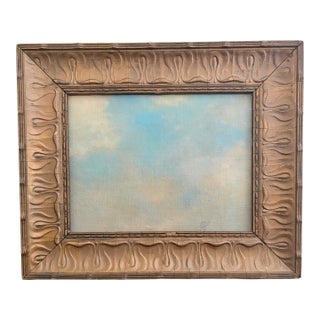 Antique Hand Painted Framed Oil on Canvas Cloudscape, Mid-19th Century For Sale