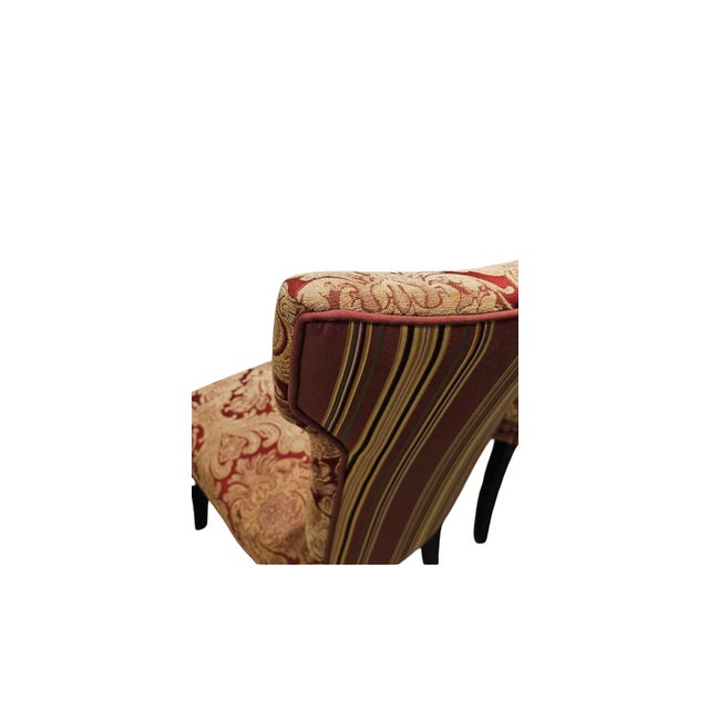 Red Set of 2 Red & Gold Damask Accent Chairs — Late 20th Century, Traditional Design For Sale - Image 8 of 12