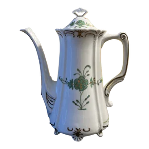 Antique Carol Gillespie Green Floral Tall Coffee Pot