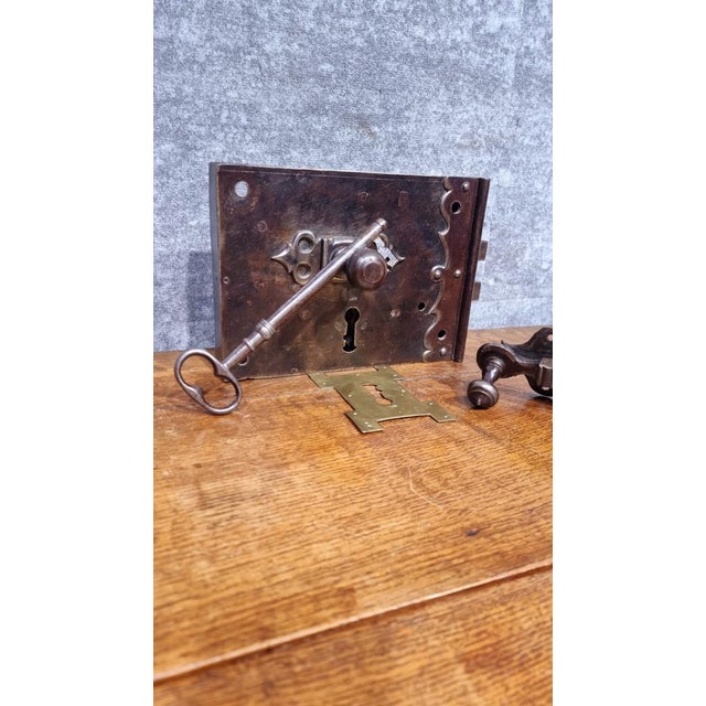 Large Dutch Historical Door Lock and Key, 1717, Set of 4 For Sale - Image 9 of 18