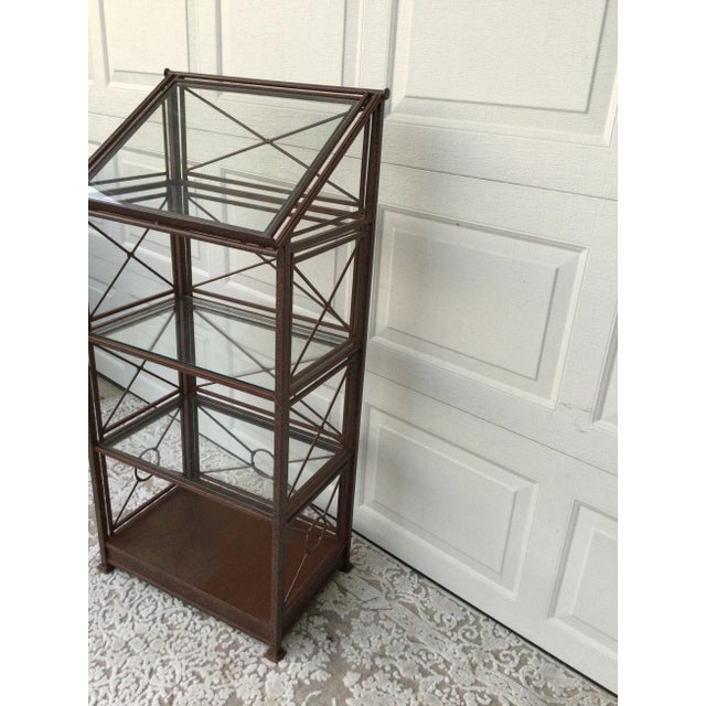 Metal Vintage Iron & Glass Étagère Display Shelf For Sale - Image 7 of 12