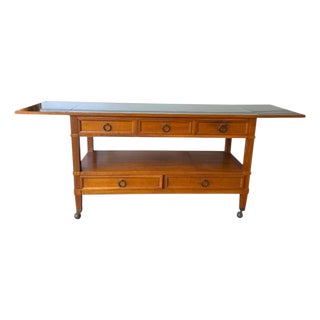 Baker Milling Road Walnut Hollywood MCM Regency Server Rolling Bar Cart Table For Sale