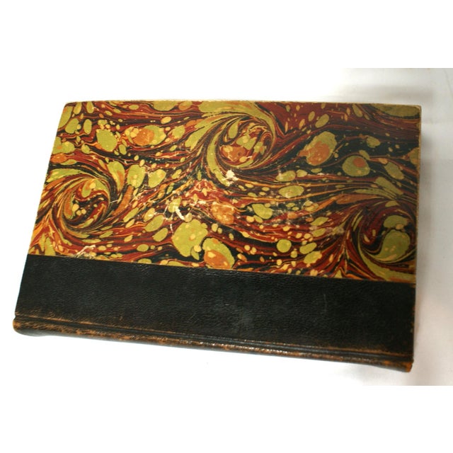 Traditional French Marbled Paper and Leather Decorative Book Cite Antique 1905 For Sale - Image 10 of 11