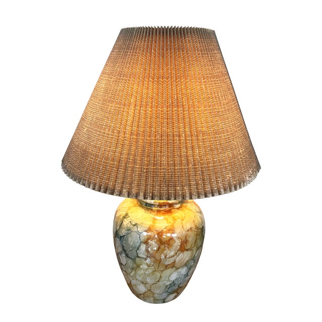 1980s Vintage Mid-Century Style Glazed Ceramic Speckled Rainbow Ginger Jar Table Lamp For Sale - Image 5 of 10