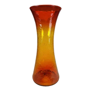 1950s Tall Crackle Art Glass Vase by Blenko