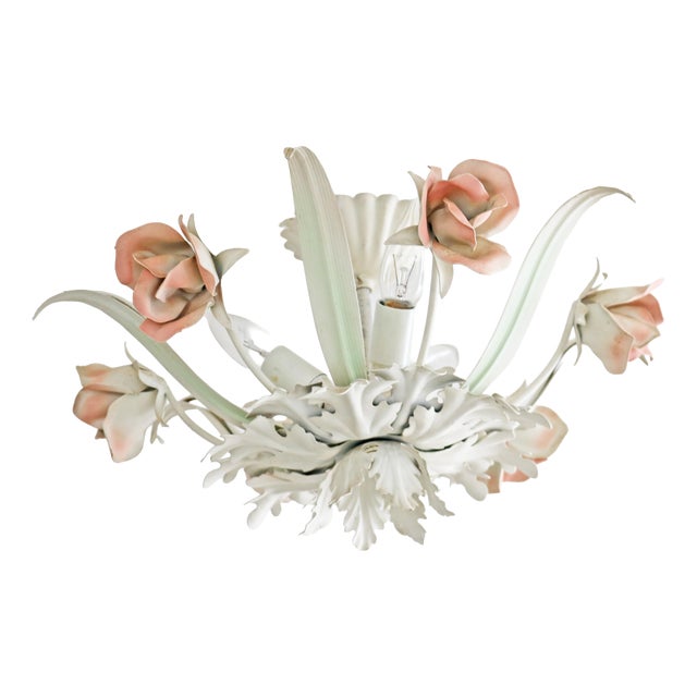 Florentine Ceiling Light with Roses, 1970s For Sale
