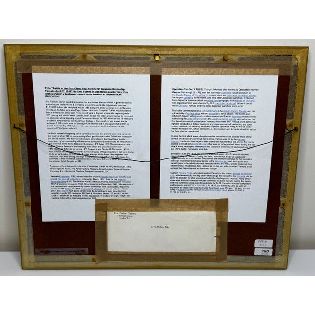 1960s Eric Tufnell Battleship Yamato Naval Battle Watercolor With Provenance For Sale - Image 4 of 12