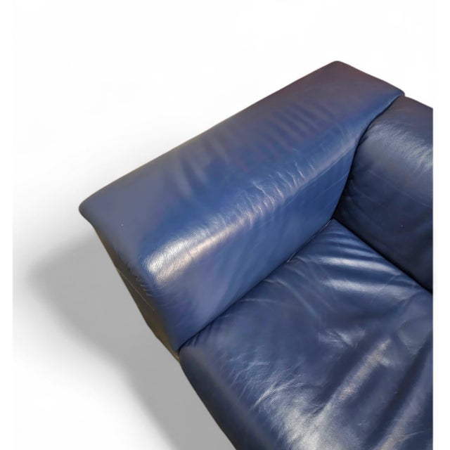 Vintage Sofa in Dark Blue Leather For Sale - Image 12 of 15