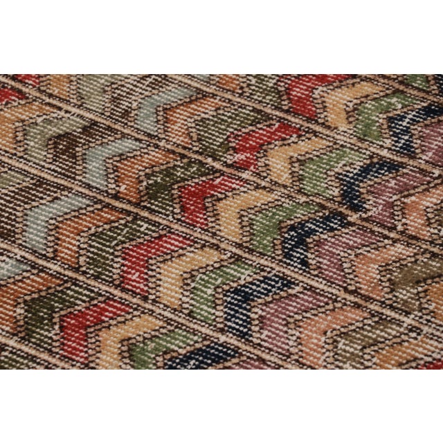 Vintage Turkish Runner in Brown With Colorful Chevron Patterns - Rug & Kilim For Sale In New York - Image 6 of 8