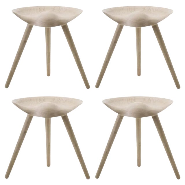 Beige Oak Stools by Lassen, Set of 4 For Sale