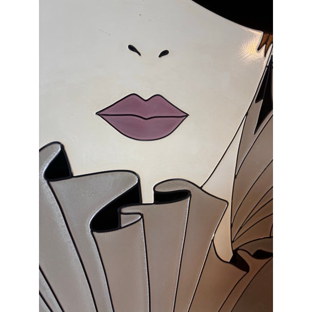 Vintage 1986 Fara Zareey Mara Woman With Hat LTD Ed 3/99 Large Art Deco Wall Art 48x40 For Sale - Image 10 of 12