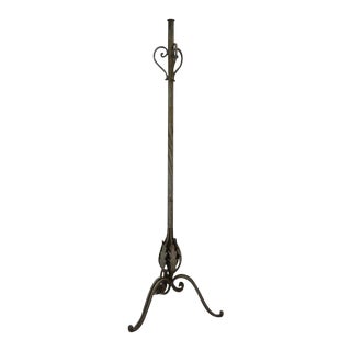 Antique Vintage Wrought Iron Foliate Floor Lamp For Sale