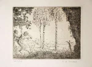 Nymphe et Faunes - Etching by K.-X. Roussel - 1900 ca. 1900 ca.