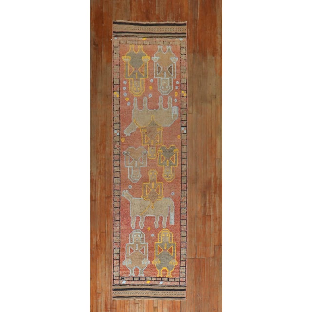 Traditional Vintage Turkish Pictorial Anatolian Runner - 3' x 10'11" For Sale - Image 3 of 10