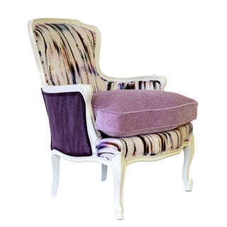 French Bergere Upholstered "Purple Rain" Armchair For Sale