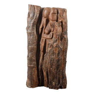 Carving Sculpture on Trunk by Adele Gigli For Sale