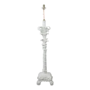 Hand-Carved Wooden White Pineapple Floor Lamp