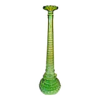 Vintage Mid Century Modern Empoli Italian Green Chianti Genie Bottle Decanter 22" For Sale