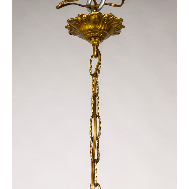 Mid 20th Century Paneled Amber Glass Pendant Light With Crystal Accents For Sale - Image 12 of 13