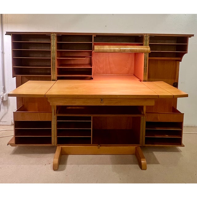 Wood Mid-Century Magic Box Folding Desk Cabinet from Mummenthaler & Meier, Switzerland, 1950s For Sale - Image 7 of 10