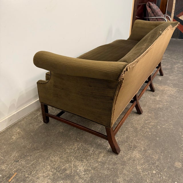 Brown Antique English Chippendale Style Camelback Sofa For Sale - Image 8 of 10