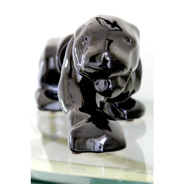 Black Vintage 1950s Black Panther Tv Lamp Base – Mid-Century Modern Glossy Black Ceramic Panther Sculpture – Made in Usa – Hollywood Regency Decor For Sale - Image 8 of 15