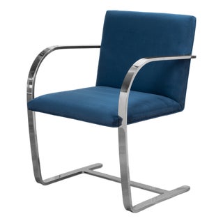 Brno Flat-Bar Chairs in Navy Ultrasuede by Ludwig Mies Van Der Rohe for Knoll For Sale